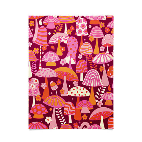 Jenean Morrison Many Mushrooms Pink Poster