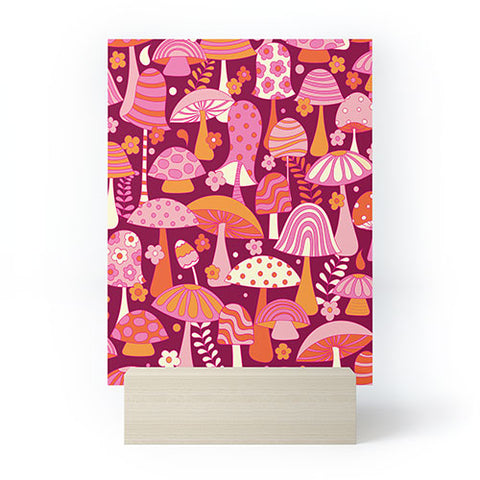 Jenean Morrison Many Mushrooms Pink Mini Art Print