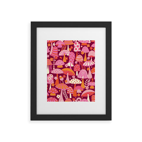 Jenean Morrison Many Mushrooms Pink Framed Art Print