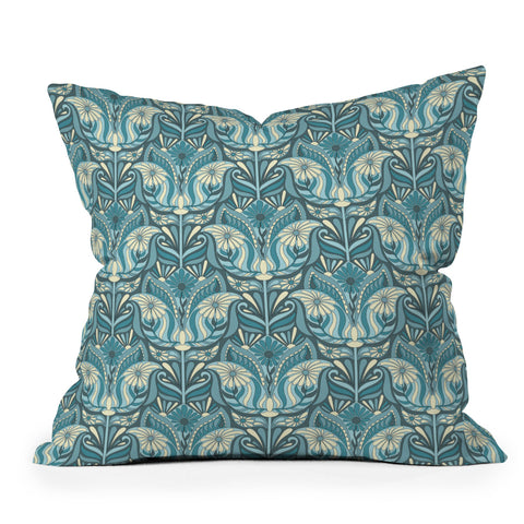 Jenean Morrison Mirror Image in Blue Outdoor Throw Pillow