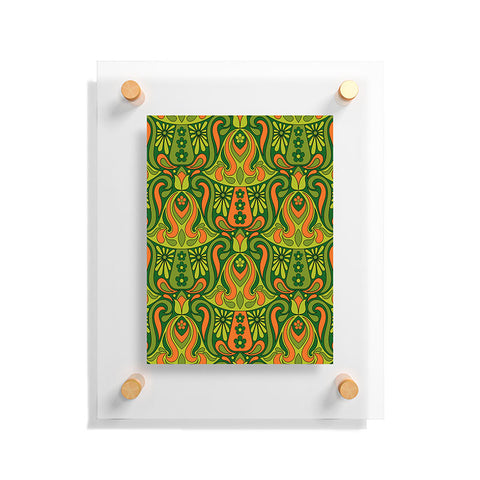 Jenean Morrison Mushroom Lamp Green and Orange Floating Acrylic Print