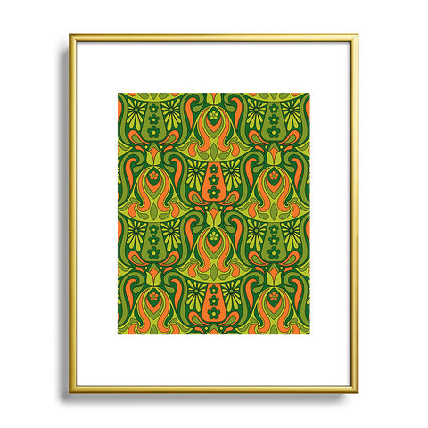 Jenean Morrison Mushroom Lamp Green and Orange Metal Framed Art Print