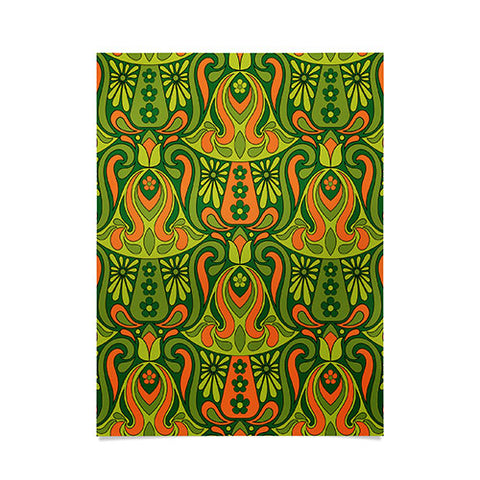 Jenean Morrison Mushroom Lamp Green and Orange Poster