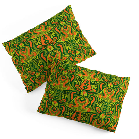 Jenean Morrison Mushroom Lamp Green and Orange Pillow Shams
