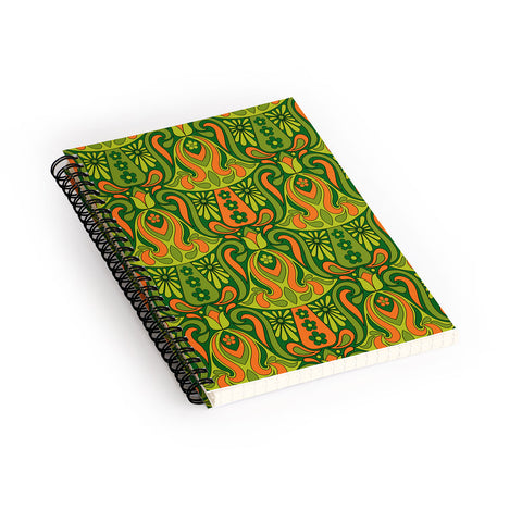 Jenean Morrison Mushroom Lamp Green and Orange Spiral Notebook