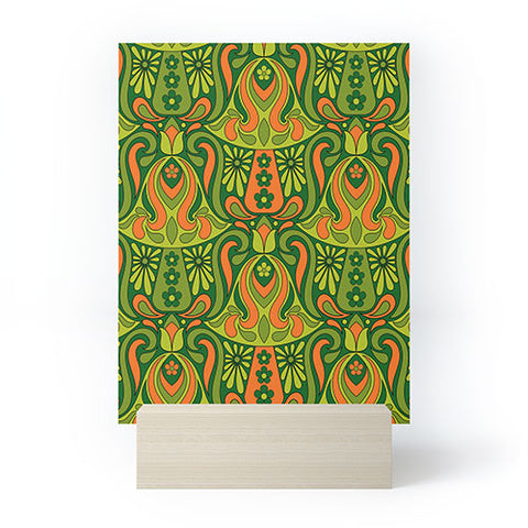 Jenean Morrison Mushroom Lamp Green and Orange Mini Art Print