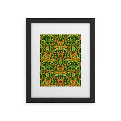 Jenean Morrison Mushroom Lamp Green and Orange Framed Art Print