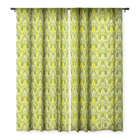 Jenean Morrison Mushroom Lamp Lemon Lime Sheer Window Curtain