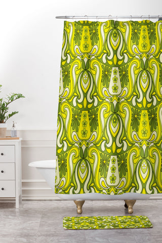 Jenean Morrison Mushroom Lamp Lemon Lime Shower Curtain And Mat
