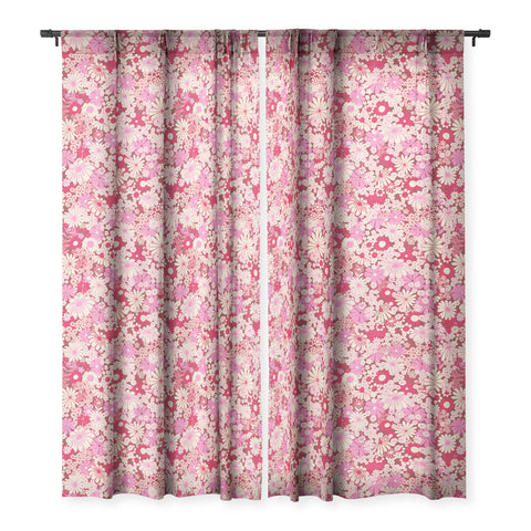 Jenean Morrison Peg in Red and Pink Sheer Window Curtain