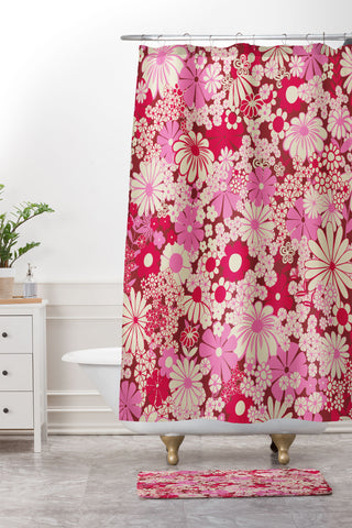 Jenean Morrison Peg in Red and Pink Shower Curtain And Mat