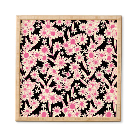 Jenean Morrison Simple Floral Black and Pink Framed Wall Art