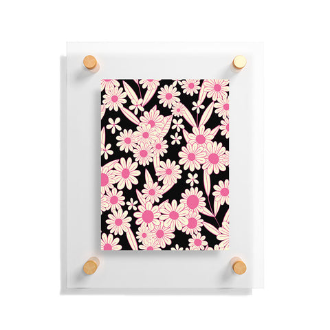 Jenean Morrison Simple Floral Black and Pink Floating Acrylic Print