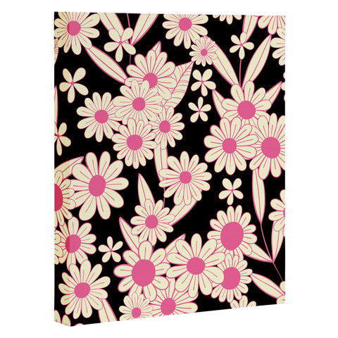 Jenean Morrison Simple Floral Black and Pink Art Canvas