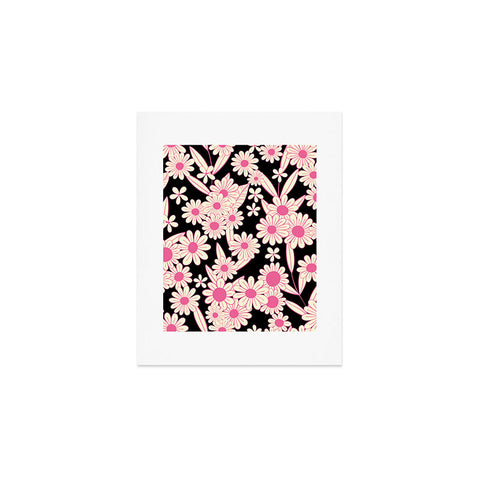 Jenean Morrison Simple Floral Black and Pink Art Print
