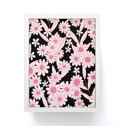Jenean Morrison Simple Floral Black and Pink Framed Mini Art Print