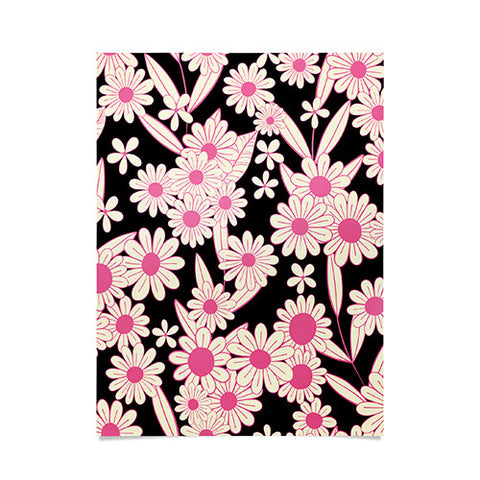 Jenean Morrison Simple Floral Black and Pink Poster