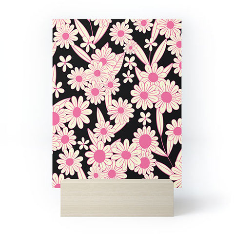 Jenean Morrison Simple Floral Black and Pink Mini Art Print