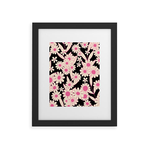 Jenean Morrison Simple Floral Black and Pink Framed Art Print