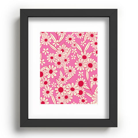 Jenean Morrison Simple Floral Bright Pink Recessed Framing Rectangle