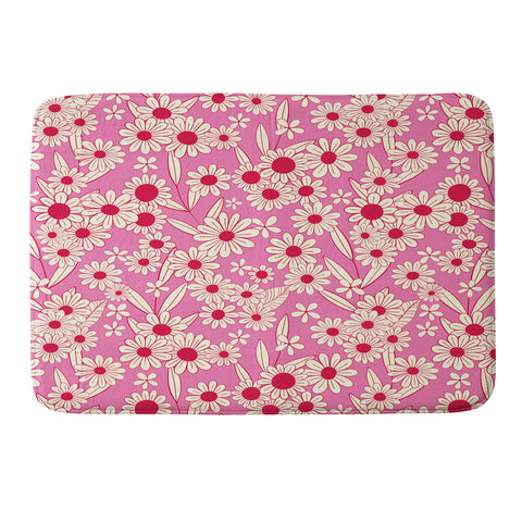 Jenean Morrison Simple Floral Bright Pink Memory Foam Bath Mat