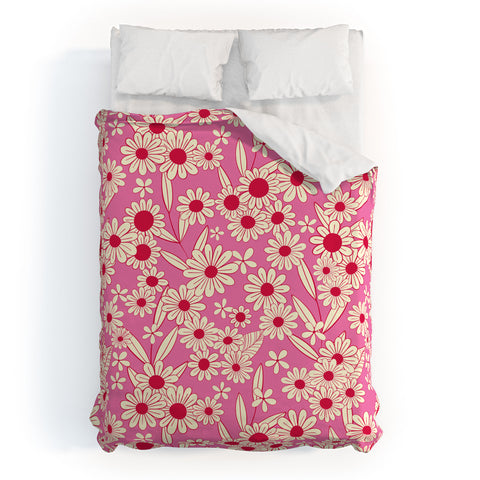 Jenean Morrison Simple Floral Bright Pink Duvet Cover