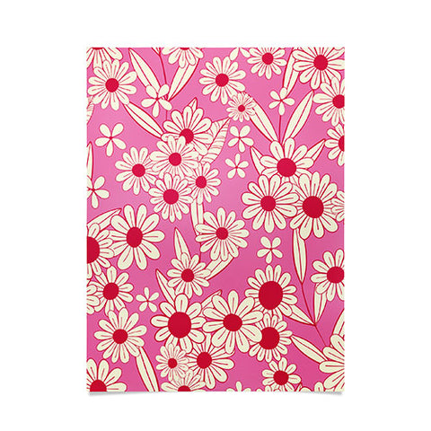 Jenean Morrison Simple Floral Bright Pink Poster