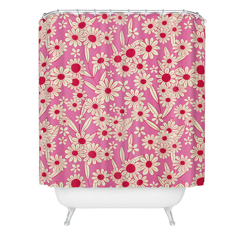 Jenean Morrison Simple Floral Bright Pink Shower Curtain