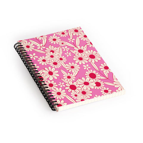 Jenean Morrison Simple Floral Bright Pink Spiral Notebook