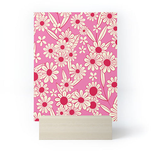 Jenean Morrison Simple Floral Bright Pink Mini Art Print