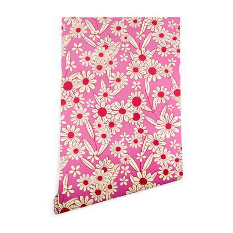 Jenean Morrison Simple Floral Bright Pink Wallpaper