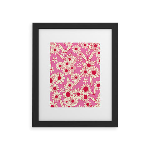 Jenean Morrison Simple Floral Bright Pink Framed Art Print