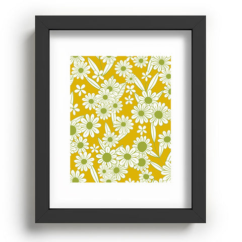 Jenean Morrison Simple Floral Green Yellow Recessed Framing Rectangle