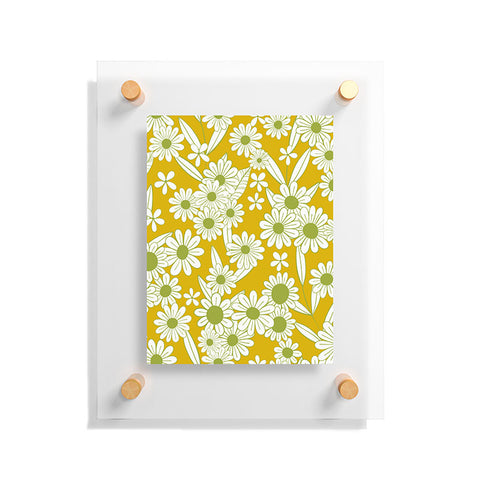 Jenean Morrison Simple Floral Green Yellow Floating Acrylic Print