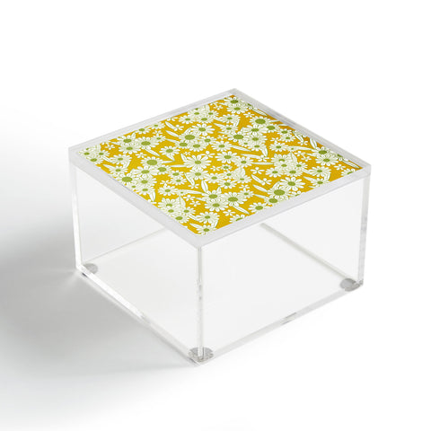 Jenean Morrison Simple Floral Green Yellow Acrylic Box