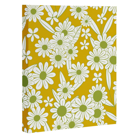 Jenean Morrison Simple Floral Green Yellow Art Canvas