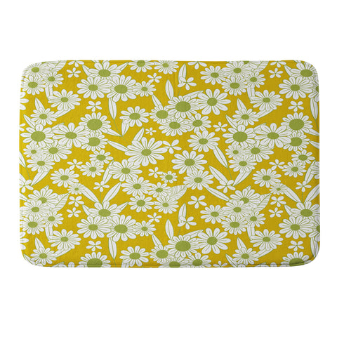 Jenean Morrison Simple Floral Green Yellow Memory Foam Bath Mat