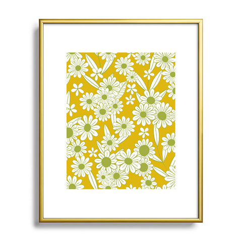 Jenean Morrison Simple Floral Green Yellow Metal Framed Art Print