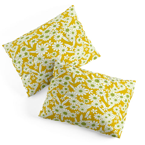 Jenean Morrison Simple Floral Green Yellow Pillow Shams