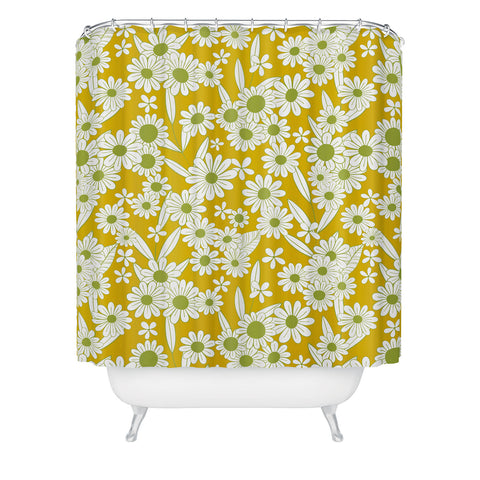 Jenean Morrison Simple Floral Green Yellow Shower Curtain