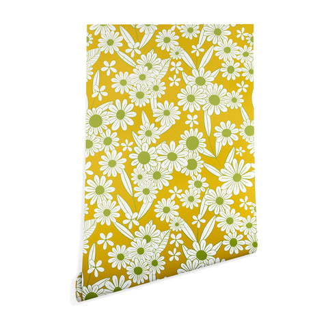 Jenean Morrison Simple Floral Green Yellow Wallpaper