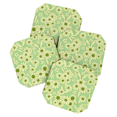 Jenean Morrison Simple Floral Mint Coaster Set