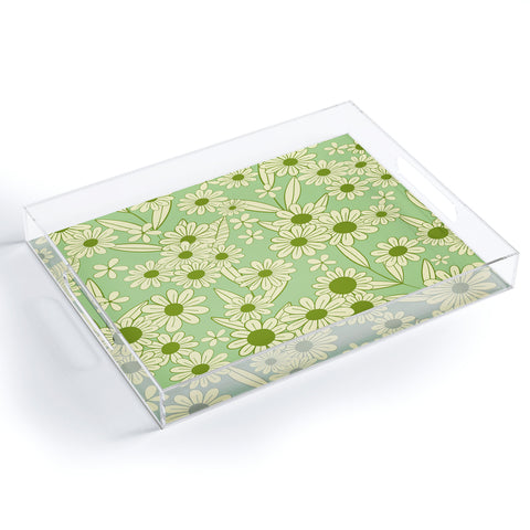 Jenean Morrison Simple Floral Mint Acrylic Tray