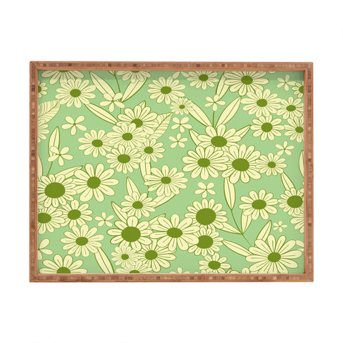 Jenean Morrison Simple Floral Mint Rectangular Tray