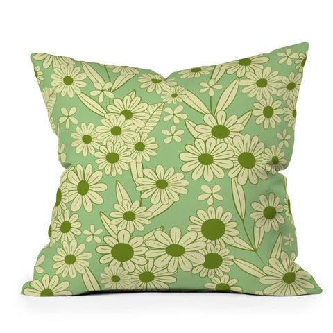 Jenean Morrison Simple Floral Mint Outdoor Throw Pillow