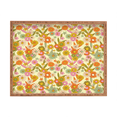 Jenean Morrison Simple Floral Multicolor Rectangular Tray