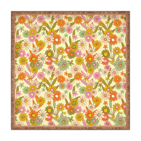 Jenean Morrison Simple Floral Multicolor Square Tray