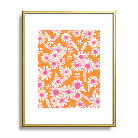 Jenean Morrison Simple Floral Orange Metal Framed Art Print