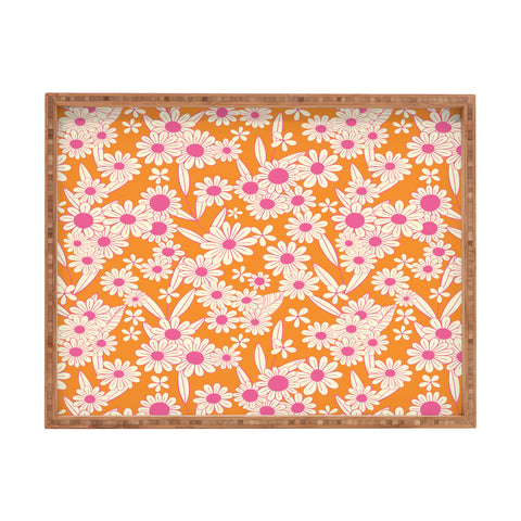 Jenean Morrison Simple Floral Orange Rectangular Tray