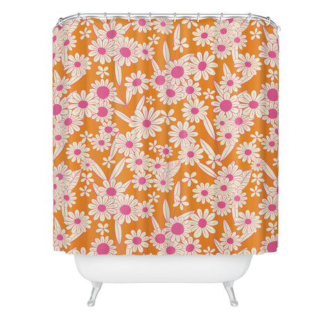 Jenean Morrison Simple Floral Orange Shower Curtain
